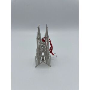 Vintage Lunt Silversmiths Silver plated Cathedral Ornament with‎ box EUC